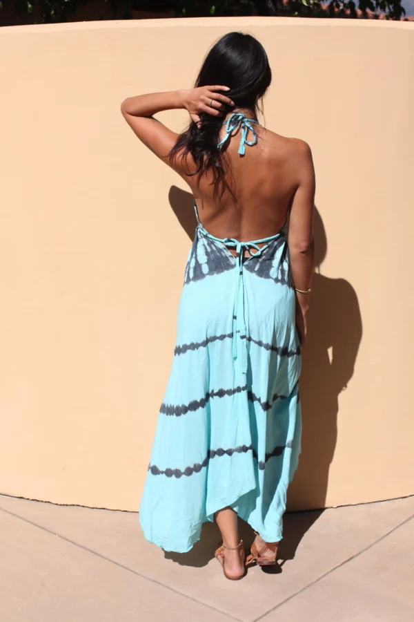 TIE DYE DRESS (mid) - aqua