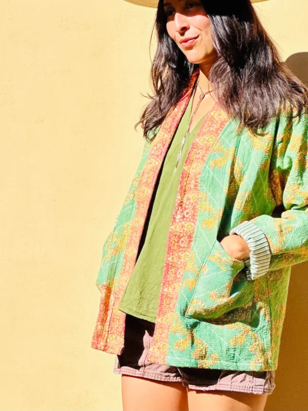 KANTHA JACKET - lime green - Image 7