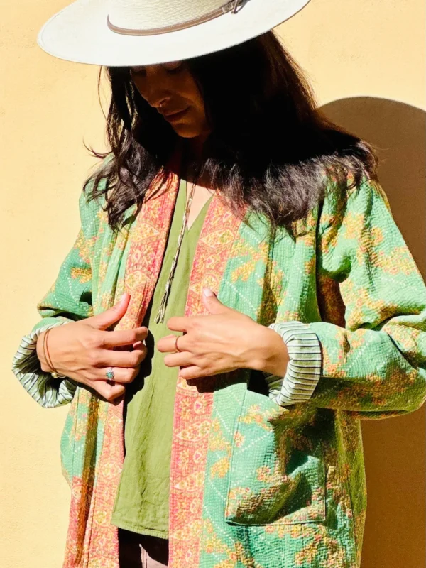 KANTHA JACKET - lime green - Image 4