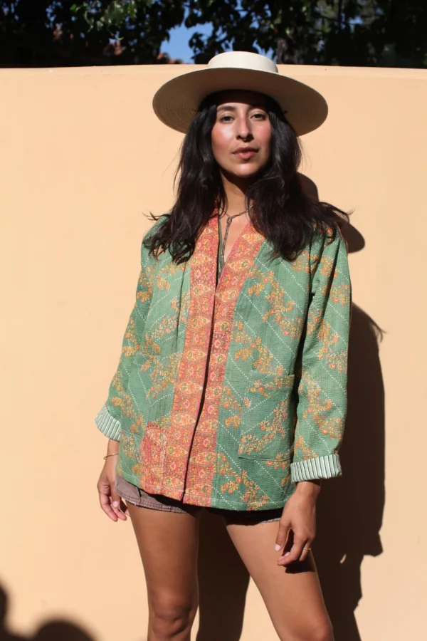 KANTHA JACKET - lime green