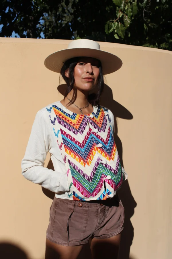 Hand woven jacket - white