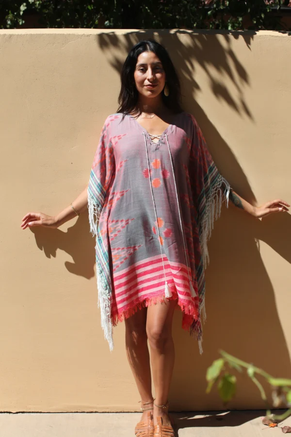 IKAT PONCHO - coral